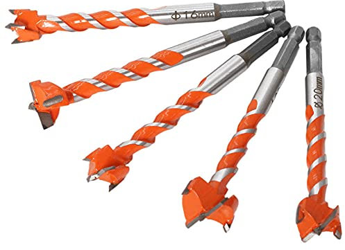 Foret Mèche 5pcs ouvre-trou du travail en alliage durable fileté de tige hexagonale prolongée de la queue hexagonale de la porte en bois serrure punch de perchon