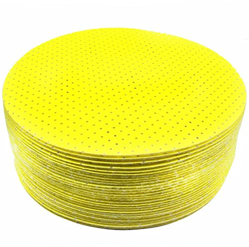 Lot de 15 disques abrasifs auto-adhésifs - 225 mm - Jaune - Grain : 40 - Pour cloisons sèches, girafes, ponceuses murales, ponceuses de plafond, ponceuses à col long