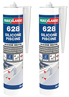 Parexlanko Lot de 2 mastics silicones Neutres 628 Silicone Piscine - Blanc - 300ml