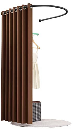 Umkleidekabine Freistehend, U-förmige Ecke Umkleideraum Für Bekleidungsgeschäft, Temporärer Mobiler Datenschutz Umkleidekabine, Einkaufszentrum Präsentationsständer,Brown-85x80cm