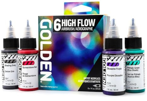 Golden High Flow Acrylics Airbrush Set 6 Colours Professional Acrylic Paint
