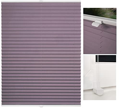 metablo Plissee nach Maß Klemmfix-Plissee ohne Bohren Blickdicht Lichtdurchlässig inklusive Klemmträger Plisseerollo für Fenster und Tür Sichtschutz Flieder B: 30-40 cm, H: 101-150 cm