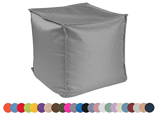 chilly pilley® Sitzsack Sitzhocker mit EPS-Perlen Füllung 40x40x40cm Fußhocker Sitz-Pouf für Kinder und Erwachsene (Grau)