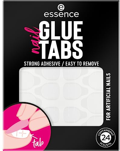 essence nail GLUE TABS, Transparent, Expressergebnis, Einfach zu entfernen, transluzent, Nanopartikel frei, 1er Pack (24pcs)