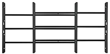 Grisham AWG Fixed Window Security Bars, (Black, 3Bars)14 3/4 to 15 3/4 HIGH x 22 3/4 to 38 1/2 Wide Adjustable Width Window Safety Guards for Children, Tubular Steel, Rust Resistant