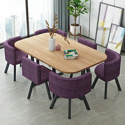 MAxba Esstisch mit 6 Stühlen Set Verhandlungstisch Essgruppen for 6 Personen for Büros, Restaurants, Bars, Arbeitszimmer (Color : Purple)