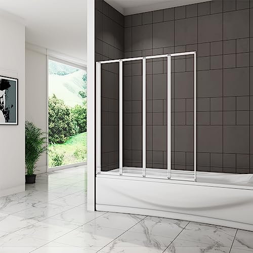 900x1400mm Pivot Shower Bath Screen 4 Fold Folding Bath Screen