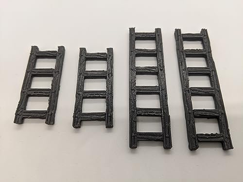 4x Ladders Pack Set | 28mm 1/56 Scale Miniature | RPG Tabletop Figure Landscape Modelling Wargaming Fantasy Diorama Wargames Model Scenery Terrain Scatter Roleplaying 3d Printed Paintable