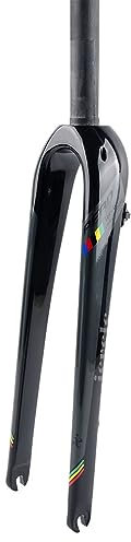 HIMALO Gravelbike Gabel 700C Kohlefaser Starre Gabel 1-1/8 Gerades/konisches Rohr Scheibenbremse Rennrad-Gabel Leichtgewicht 9mm QR Harte Gabeln (Color : Dark Gray, Size : Straight)
