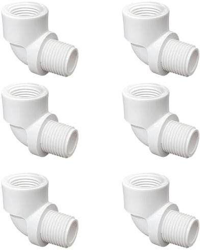SJZBIN 6PCS White 1/2'' PVC Male Thread to Female Thread 90 degree Street Elbow Coupling for PVC PIPE Pressure Fittings Connector