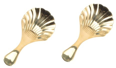 BESTonZON 2piezas Cuchara De Brass Para Café y Té Cucharón De Té Suelto Accesorio De Cocina Elegante y Portátil Casa o Viajes