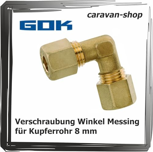 Messing Schneidringverschraubung Winkel für 8mm Gasrohr Verbinder Propan für Gasanlagen im Boot Marine Wohnwagen Wohnmobil Caravan