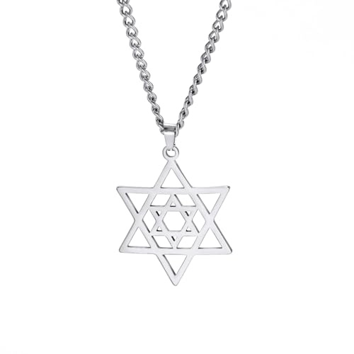 Dreamtimes Star of David Necklaces Stainless Steel Hexagram Pendant Jewish Necklaces Star of David Jewish Jewelry for Women Mens