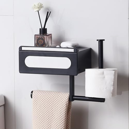 Kyaoayo Feuchttücherbox, Toilettenpapierhalter ohne Bohren, Feuchttücherbox und Toilettenpapierhalter in einem, Klopapierhalter mit Feuchttücherbox, Papierhalterung für WC & Bad-Wandhalterung.