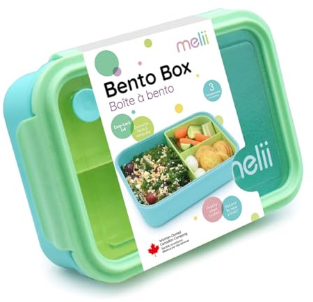 melii Bento Box With Removable Divider, Blue Mint Lime, 42.2 oz
