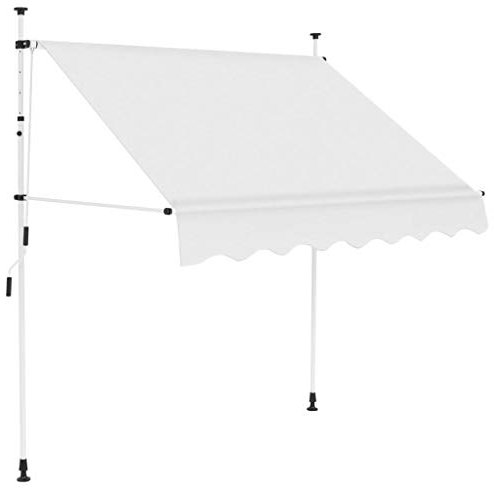 Tidyard Markise Einziehbar Handbetrieben Wasserabweisend Klemmmarkise Balkonmarkise Sonnenschutz Terrasse Balkon Garten Handbetrieben 200 cm Cremeweiß