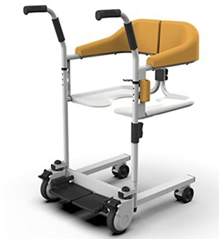 Patienten-Hebebühne für Zuhause, Transfer-Rollstuhl, ältere Menschen, Transferheber mit 180° geteiltem Sitz, Badezimmer-Duschstuhl mit Toiletten-Eimer, 90 kg Gewichtskapazität, Basic Edit (Basic