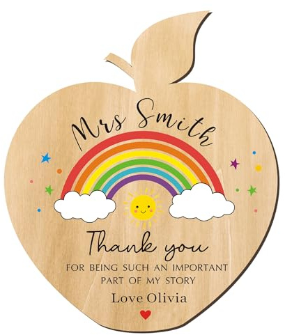 EDSG Personalised Fridge Magnets Teacher Gifts, Thank You Teacher Gifts, Best Teacher Gifts for Women Men Tutor Teacher Assistant, Custom Fridge Magnets with Any Name(Apple, Design 1)