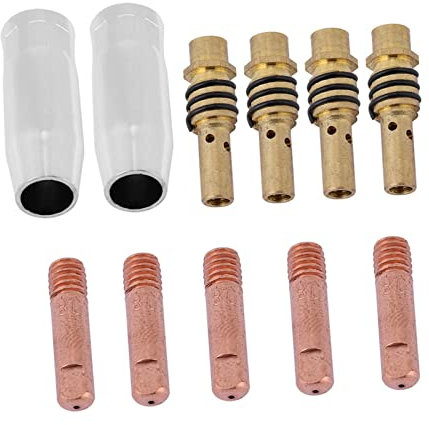 11 Stück Düsen Kontaktspitzenhalter MIG-Schweißer-Verbrauchsmaterialzubehör Passend für 15ak 15ak Flussmitteldüse Chicago Electric MIG 170 Schweißerteile WIG-Halter Gaslose