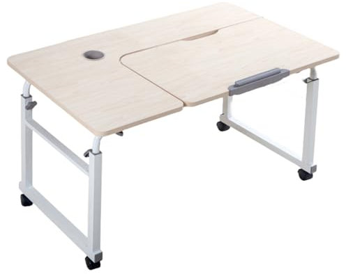 Höhenverstellbarer Überbetttisch mit Rollen, Betttisch, mobiler Schreibtisch, Computertisch für Bett, Schreibtisch über dem Bett, Überbetttisch mit Rollen