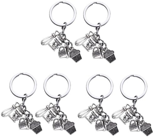 GALPADA 6piezas Llaveros De Diseño De Pastelería y Batidor De Accesorios Para Decoración De Claves Mochilas y Coches