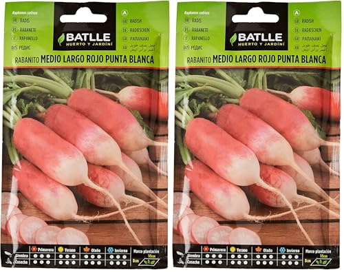 Semillas Batlle Radis Moyen-Long, de Mayorque, Pointe Blanche (Lot de 2)