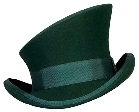 Asymmetrische Zylindermütze Wollmütze Damen Herren Unisex Hut Steam Punk Hut Zylinder Hut Mode Schleife Dekorative Hut Wollmütze mit Ohren, grün, Einheitsgröße