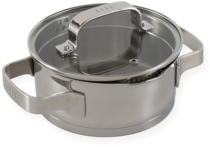 Elle Gourmet Moderne Kochtopf mit Deckel - Ø 16 cm - Suppentopf Induktion Pfanne - Antihaft-beschichtung - Geeignet für alle Herdarten - Hitzebeständige Griffe - Silber