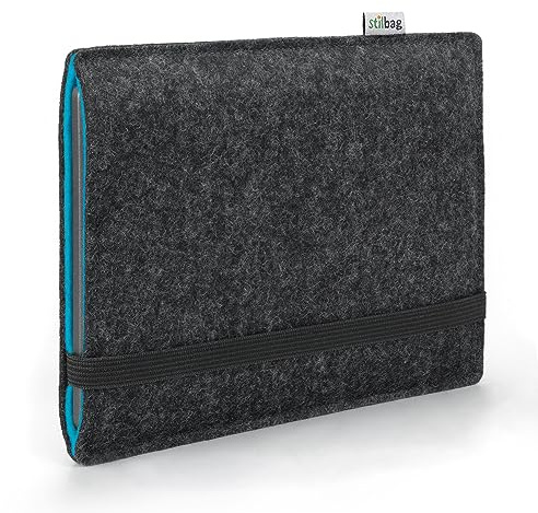 Stilbag eBook Reader Finn für Amazon Kindle Paperwhite 12 (2024) | Farbe: anthrazit/Azur | eBook Reader-Tasche aus Filz | eReader Schutzhülle | ebook Reader Tasche Made in Germany