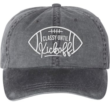 TeesAndTankYou Classy Until Kickoff Embroidered Baseball Cap Adjustable Cotton Dad Hat Pigment-Dyed Black