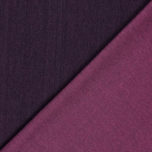 Jeansstoff bicolor - Jeans Stoff Meterware zweifarbig - robuster Köper Doubleface, stabieler Denim reißfest, Jeansjacke nähen *Ab 50cm, Farbe: 017 fuchsia
