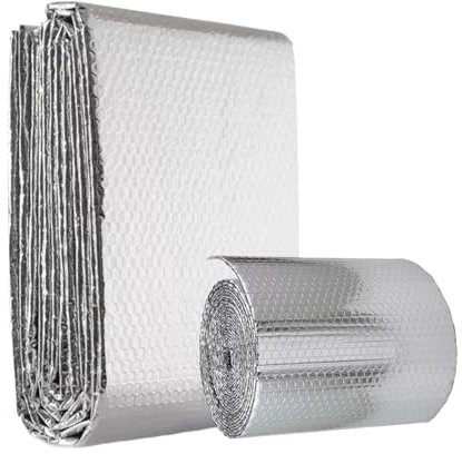 Dreuhuing Riflettore di calore in lamina di calore per radiatore, barriera termica al vapore di 4,6 m x 61 cm, foglio di alluminio a doppio lato, barriera radiante per finestre, , tetti, porte