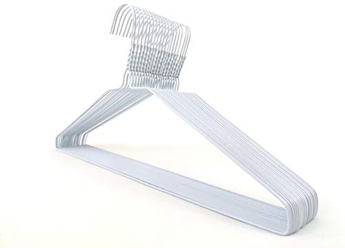 DODIN HOME Pack of 10 White Wire Hangers Space Saving Metal Coat Hanger Suit Hangers with Trouser Bar Clothes T-Shirt Dress (White, 10)