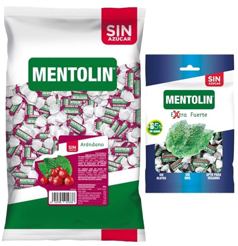 Mentolín caramelos garganta arándano s/a bolsa 1kg y de regalo extra fuerte s/a bolsa 100g
