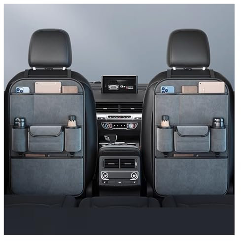 Auto Rücksitz Organizer FüR Mercedes-Benz B-Class B200d, Rückenlehnenschutz Organizer, Rücksitzschoner Kinder mit Tablet Fach, Auto Organizer Kinder Leicht Zu Reinigen(Advanced grey,Two Storage)