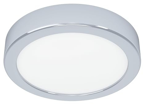 EGLO LED Deckenlampe Fueva 6, Bad Deckenleuchte Ø 16,5 cm | Badlampe aus Stahl in Chrom und Kunststoff in Weiß, Badezimer Lampe, warmweiß-kaltweiß, IP44