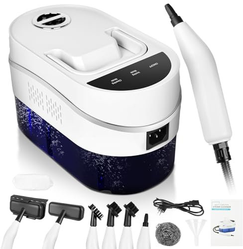 Vicloon Pulitore a Vapore 2500W, 1,2L Pulitore a Vapore Multiuso Portatile con Antibatterico a Luce Blu, Pressione 3,5 Bar, Riscaldamento 15 Sec, per Mobili Imbottiti, Seggiolini Auto, Cucina