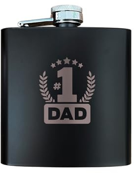 Flasque en métal avec gravure « No.1 Dad » - 177 ml - Cadeau unique pour la fête des pères, un anniversaire, Noël de la part de son fils, fille