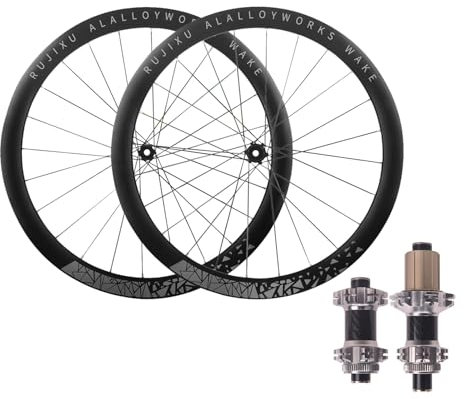 LSRRYD Gravel Hinterrad Vorderrad 700C Rennrad Radsatz 45mm Aluminiumlegierung Doppelwandfelgen Steckachse Lagernaben 7 8 9 10 11 12 Gang Kassette Center Lock Scheibenbremse(Silver,700C Gray)