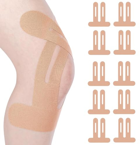 EUDUQ 10 Stück PreCut Kinesiotapes,Knie Tape,Kinesiologie Tape,Wasserfest Physio Tape,Elastisch Hautfreundlich Knietapes für Knieschmerzen und Muskelunterstützung (Hautfarbe)