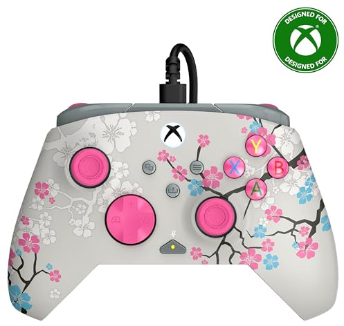 Turtle Beach Rematch Advanced Cherry Blossom Wired Gaming Controller for Xbox and PC – Glow, Officially Licensed by Xbox, Remappable Buttons, Hall-Effect Hair Triggers, 8ft Cable