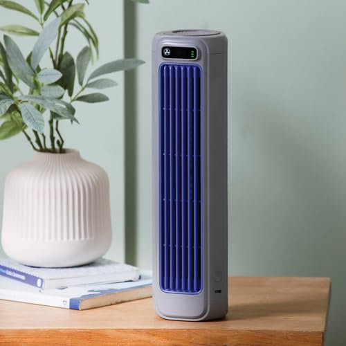 3 Pagen® Ventilador inalámbrico – Ventilador de mesa portátil con 3 niveles de potencia – Ideal para camping, oficina o casa – Batería recargable – Diseño delgado – de pie y tumbado