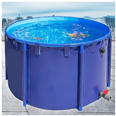 Générique Bassin à Poissons Hors Sol en PVC – Design Rond et épais pour la Pisciculture, Piscine à Cadre Durable (1 x 1 x 1 m) – Idéal pour l'aquaculture en Jardin