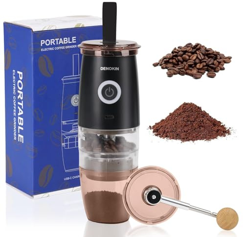 Tragbare Kaffeemühle mit Kegelmahlwerk, elektrische/manuelle 2-in-1-Kaffeebohnenmühle, über USB wiederaufladbare elektrische Mini-Kaffeemühle mit 5 Mahleinstellungen