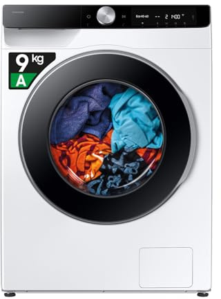 Samsung Lavatrice Ai Control EcoDosatore F-WM906U85LK3M Libera installazione, 9 Kg, Wifi, Ecobubble, Vapore, Carica Frontale, 3 Mesi Garanzia Extra Corpo: Bianco, Oblò: Nero, 60l x 85h x 60p cm