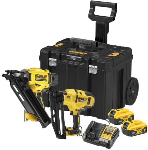 DEWALT Kit Double de Cloueurs XR 18V Brushless avec 2 Batteries 5,0Ah, Chargeur et Coffret TSTAK, Prise EU, DCK246P2T-QW