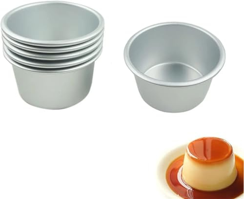 Alianm Aluminum Egg Tart Molds 6-Pack Aluminum Popover Pan – Large Individual Muffin Molds for Soufflé, Molten Cake, Pudding, Egg Tart &Brownie For Baking