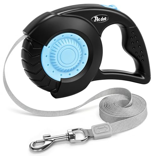 Newthinking Retractable Dog Lead 5M, Extendable Dog Lead with One Hand Lock | 16FT Retractable Dog Lead, Strong Nylon Strap, One-Button Brake Lock, 360° Tangle Free, Up to 20kg Small to Medium Dogs