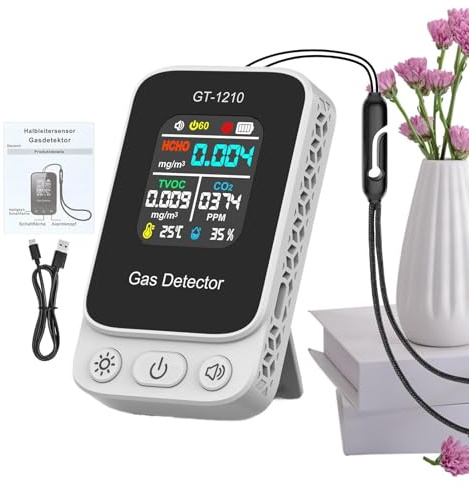 Air Quality Tester Portable Detector - Real Time Battery Powered Indoor Air Monitor Temperature Humidity Measuring Device For Home Room Desktop Car Hotel School Environment Safety Control Tool
