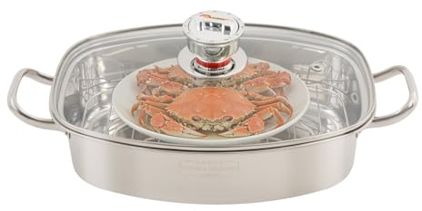 Apriltop Olla Vaporera Acero Inoxidable 6 Litros con Temporizador, Ovalado